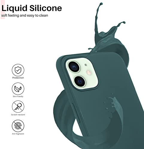Image of DIZORO Silicone Back Case for iPhone 12 /12 Pro, Soft-Touch Phone Microfiber Silicone Back Cover for iPhone 12 /12 Pro -Forest