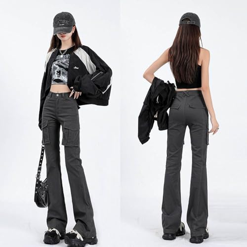 Women's high Waisted Micro Flared Jeans,American Spicy Girls, Slim fit and Floor Length Flared Elasticity Pants2