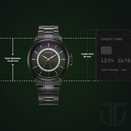 Image of Titan Karishma Quartz Analog with Date Green Dial Stainless Steel Strap Watch for Men