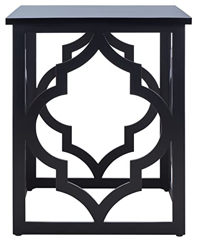 SAFAVIEH Home Collection – Milo Black Trellis End Table, Quatrefoil Open Frame Accent Table, Fully Assembled (AMH1508E)