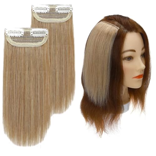 Image of Real 100% Human Hair 2Clip Extension Remy Straight Side Bangs Patch To Add Side Hair Volume Blonde Color Highlights | Soft Natural Looking Reusable Lightweight Clip Extension for Daily Use, Styling & Party Causal Wear | 20inch Hair Length (2pc)