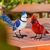 Shorayn Cardinal Decor Garden Statues Metal Bird Yard Art SculpturesStanding Blue Jay Figurine Outdoor Decoration for Lawn OrnamentChristmas Housewarming Birthday Gifts for Women
