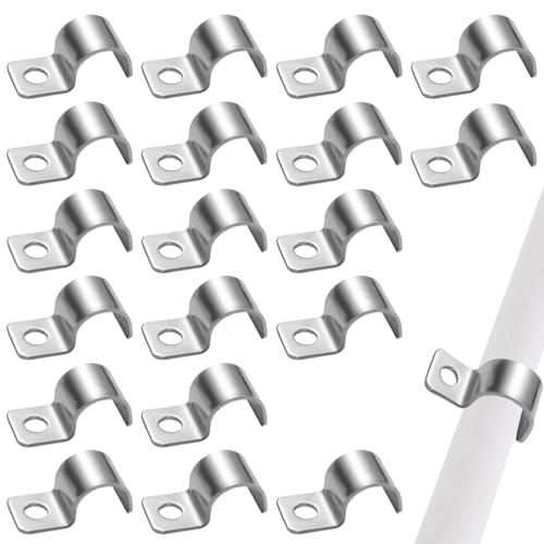 Paquete de 20 bridas para cables de acero inoxidable 304 de un solo orificio, resistentes, para cables de red, cercas y sujetadores de montaje