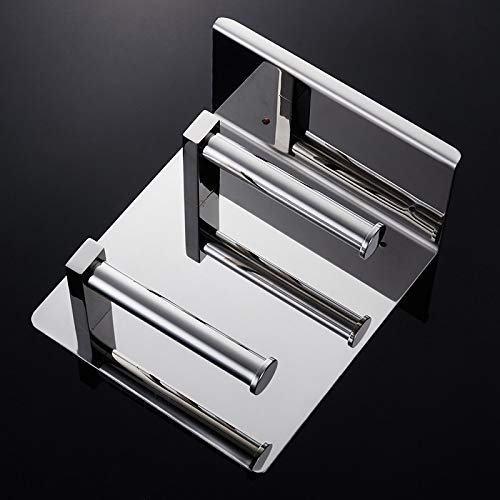 Dhdm Bathroom Toilet Paper Holder Stainless Steel Wall Mounted Double Layer Roll Paper Rack Mobile Phone Paper Towel Holder #TOP7