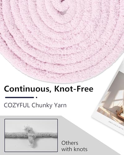Image of Cozyful Chunky Yarn for Hand Knitting, #9 Thick Jumbo Big Chunky Yarn for Crocheting, Super Chunky Knit Blanket Yarns, Large Chunky Chenille Yarns, 8 Pack (30 yds 8 oz Each Skein), Blush Pink