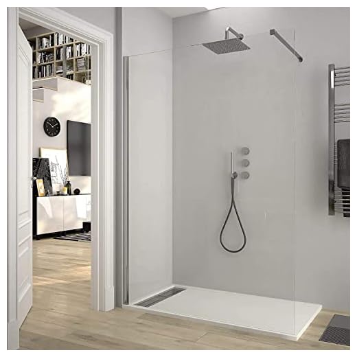Mampara de ducha FIJA VAROBATH - Vidrio 8MM - Tratamiento antical INCLUIDO (120 cms, Cromo)