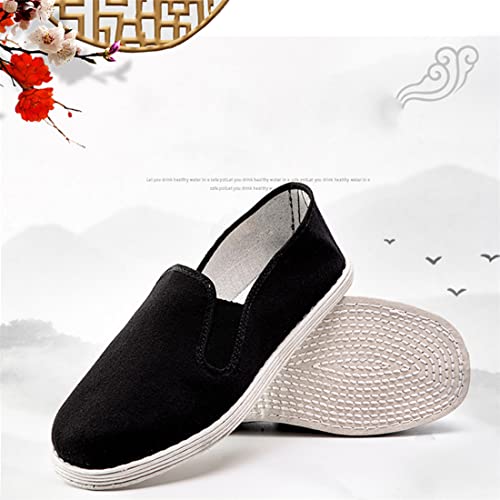 Men's Old Beijing Chinese Traditional Cloth Shoes,Breathable and Sweat-Absorbing Handmade Cotton Sole Cloth Shoes Spring and Autumn Models,Black,10.52