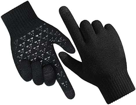 WEICHUANGXIN Winter Gloves for Men Women, Touch Screen Texting Warm Gloves Black Knit Gloves Warm Stretchy Gloves for Cospaly Costume Cold Weather…