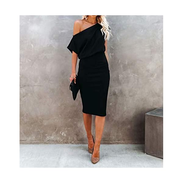 Ezbelle-Womens-Off-The-Shoulder-Short-Sleeve-Ribbed-Casual-Party-Bodycon-Midi-Dress Ezbelle Women's Sexy Off Shoulder Short Sleeve Ribbed Wrap Bodycon Pencil Party Casual Dress Black Large