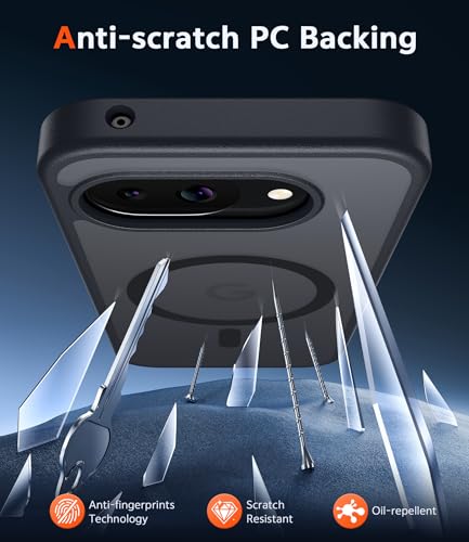 Image of FNTCASE for Google Pixel 10A Case: Frosted Translucent with Screen Protector Shockproof Phone Cover - Matte Military Grade Full Protection Drop Proof TPU Rugged Sturdy Cases - 6.3 inch (C-Black)
