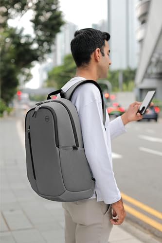 Image of Dell 14-16 EcoLoop Urban Backpack - CP4523G - 20L Capacity, Adjustable Shoulder Carrying Straps, Weather-Resistant, Double Zipper Closure, Padded Sleeve, Air Mesh Padded Back - Gray