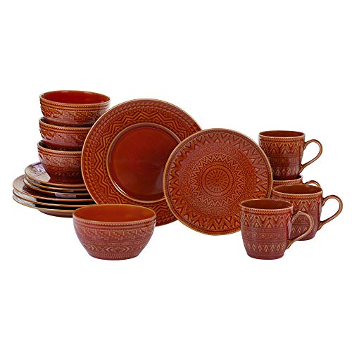 Certified International Aztec RIST 16 Piece Dinnerware Set, Service for 4, Multicolored