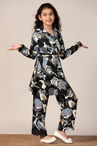 Image of Fashion Dream Girl's Rayon Abstract Printed Clothing Set|Co-ord Set|Casual Wear|Coordinate Outfit for Girls