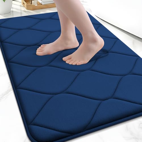 Image of Smiry Memory Foam Bath Mat 47x20, Ultra Soft Absorbent Bathroom Rugs