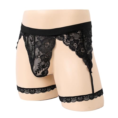 ABAFIP Men's Lace Underwear Sheer Pouch Garter Panties Crossdressing Sexy Lingerie Sissy Underpants3