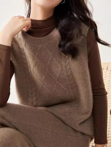 Image of Womens Knit Sleeveless Crewneck Sweater Vest 2025 Knitwear Tank