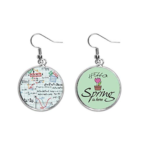 Pendientes de primavera con fórmulas matemáticas y función trigonométrica para decorar