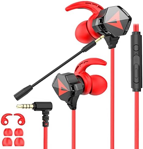 BlueFire 3.5mm Gaming Headphones with Noise-Cancelling Mic, Stereo Gaming Earbuds PC Gaming Earphone with Microphone & Volume Control for PC Phone(Red)