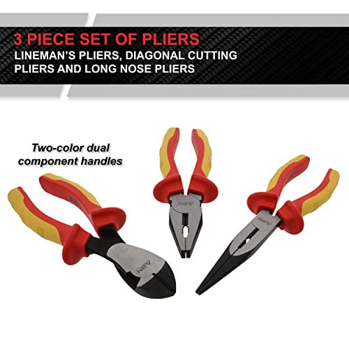 Abn Insulated Pliers Set 3-Piece Wire Stripping And Crimping Tool Electrician Pliers Stripper Crimper Wire Cutter Kit #TOP4
