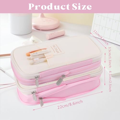 Image of iSuperb Foldable Pencil Case Zipper Big Capacity Canvas Pencil Pouch Stationery Organizers Pen Bag Compartments Cosmetic Makeup Bags For Girls Boys (Multicolor)