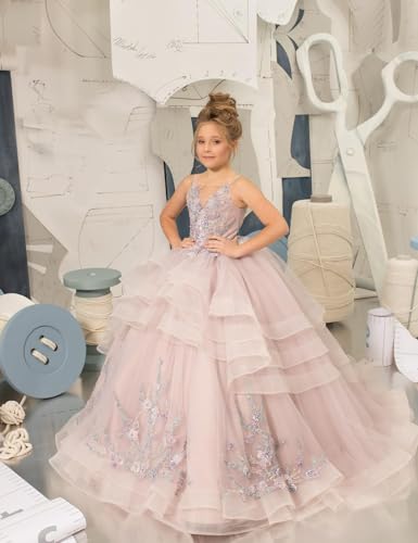 Flower Girl Dress Lace Applique - First Communion Dress Puffy Tulle Pageant Dress for Girls2