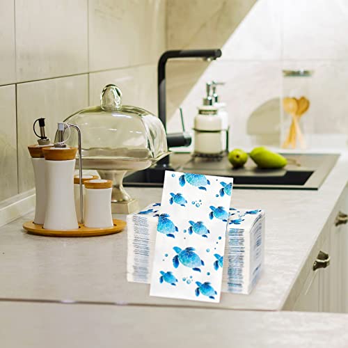 Turtle Disposable Hand Towels Paper Napkins For Bathroom Guest Decorative Soft Towels Ocean Party Supplies Summer Sea Decoration For Graduation Birthday Holiday Dinner Wedding Baby Shower (100 Pcs) #TOP6