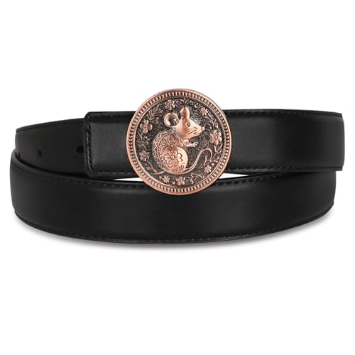 EXTREE Women's Premium Leather Belt -2-4cm Adjustable Buckle for Pants&Skirts, Versatile Daily Wear, Gift&Quality Guaranteed B001-black-gold-genuine Leather 26-27 (Pant 1-5)