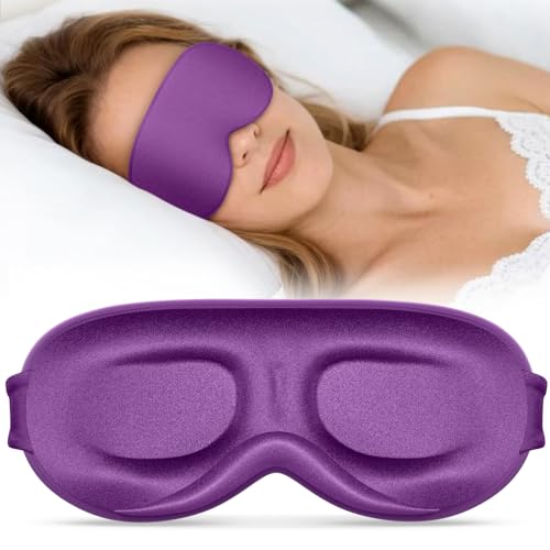 Sleep Mask for Men Women - 100% Blackout Eye Masks for Sleep - 3D Soft Sleeping Mask for Side Sleepers - Zero Pressure Lash Extensions Eye Cover Shade for Airplane Travel Essentials, Black