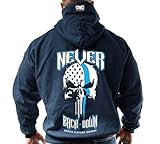 Monsta Clothing Co. Men's Workout (Never Back Down) Gym Hoodie(G:NY-A:WT-BL)