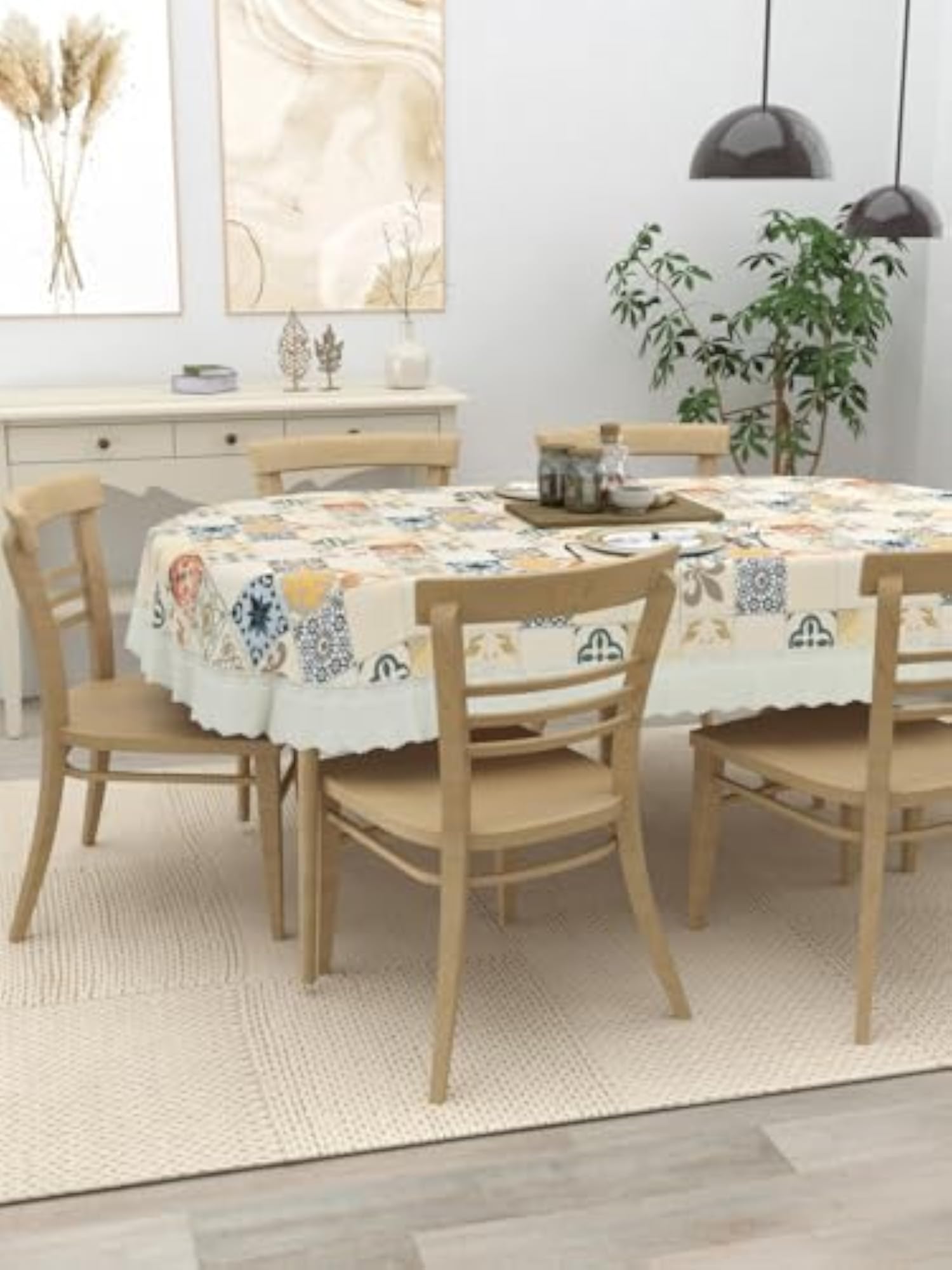 6 Seater Oval PVC Dining Table Cover, 60x90 Inches