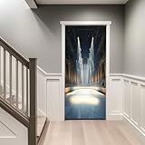 80 x 200 cm Türtapeten 3D selbstklebend, Weltraum Sport Eishockeyfeld Türposter Türaufkleber wasserdicht abnehmbar Vinyl Türfolie Fototapete DIY Wandbild für Wohnzimmer Schlafzimmer, Blaugrau