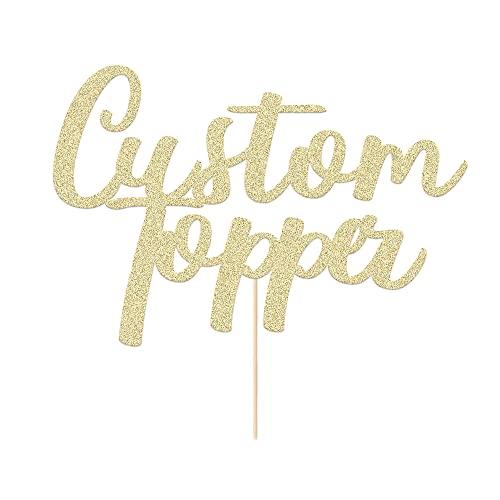 Cake Topper Personalised Birthday Cake Topper Multicoloured Customised Cake Decoration Any Word Any Text for 1st 3rd 13th 16th 18th 21st 30th 50th 60th (Champagne Gold)