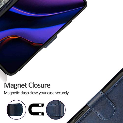 Flip portefeuille compatible avec iPhone 11 Pro Max fine housse bleu marine - 4