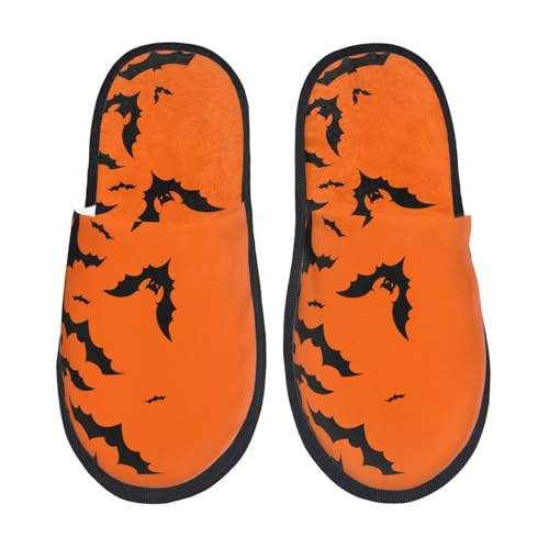Halloween Bats Print Women Slippers Home Furry Shoes Keep Men Couples Shoes Warm For Women-