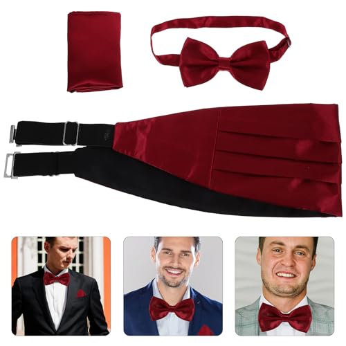 Set de Fajín, Corbatín y Pañuelo para Hombre Rojo Oscuro miniatura 7