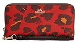 COACH Women's Long Zip Around Wallet With Leopard Print in IM/Bright Poppy Red