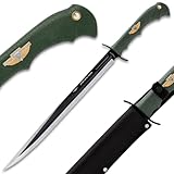 USMC Marine Force Recon Sword | 19 3/4' Stainless Steel Blade | Injection Molded Handle | Curved Stainless Steel Hand Guard | Includes Brass Lanyard Hole | 27 1/2' Overall Length