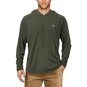 Roadbox UPF 50+ Fishing Shirts for Men, Long Sleeve UV Sun Protection Hoodie, Outdoor Hiking Running Swimming Rash Guard