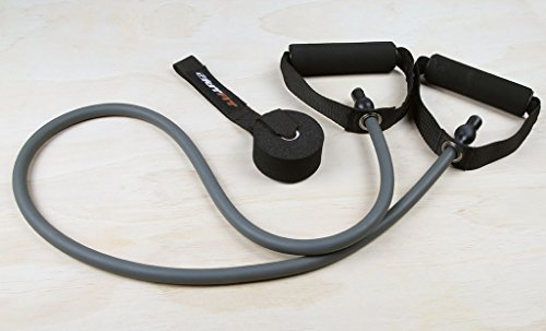 Ritfit Single Resistance Exercise Band With Comfortable Handles - Ideal For Physical Therapy, Strength Training, Muscle Toning - Foam Padding Door Anchor And Starter Guide Included (Gray(35-40Lbs)) #TOP5