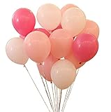 AnnoDeel 50 pcs 12inch Pink and White Balloons, Pearl Latex Balloons (Light Pink Balloons/Dark Pink