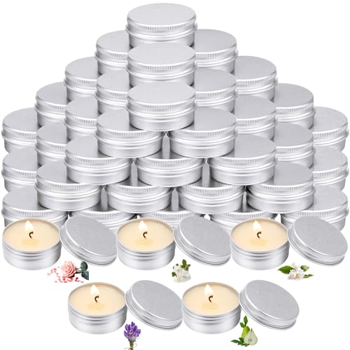 MTLEE 50 Pcs Wedding Scented Candles Gift Travel Tin Candle Aromatherapy Candle for Christmas Winter Baby Shower Favors Wedding Gifts (Rose Vanilla Jasmine Lavender British Pear)