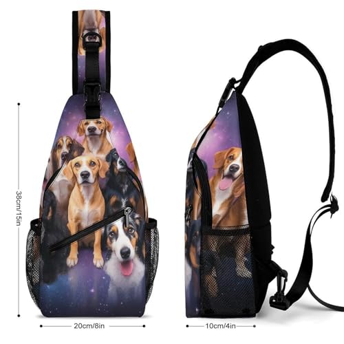 Lightweight Chest Shoulde Bag For Travel Hiking, Fashion Dress Decor Sling Bag, Cute Galaxy Dog Cross Body Pocket Pack2