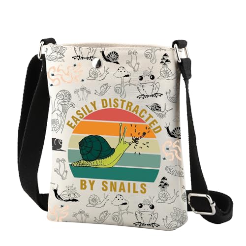 CMNIM Snails Crossbody Bag Snail Gifts for Women Cute Snail Crossbody Purse Snail Lover Gifts Easily Distracted by Snails Bag