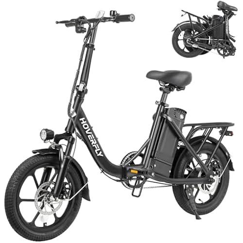 Hoverfly H3 16" Electric Bike, Max 28Miles Range(Pedal-Assist) & Speed 15.5 Mph Power by 500W Peak Motor, Folding E-Bike with Removable Battery, Front Suspension and Commuter Electric Bicycle Adults