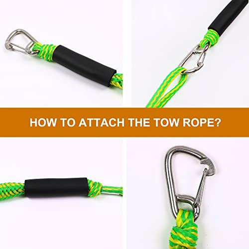 Bungee Dock Lines, 4 Feet Bungee Shock Cords Bungee Docking Rope Mooring Rope for Boat,PWC,Jet ski,Pontoon,Kayak,Canoe,Power Boat,Watercraft (Green Single Hook)