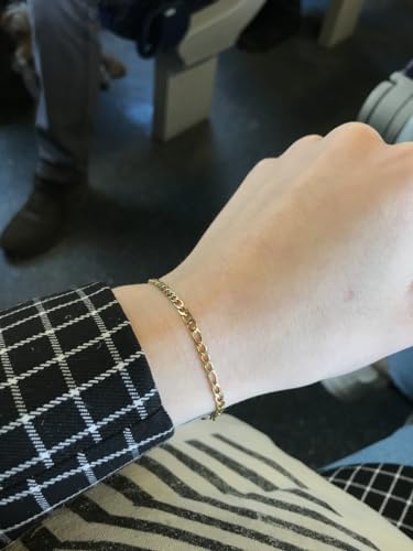Hey Harper Dainty Gold Bracelet For Women Thin Gili - Waterproof Sweatproof No Tarnish Jewelry - Adjustable, 14k Gold Plated Paperclip Bracelet, Cuban Link - Gift for Women4