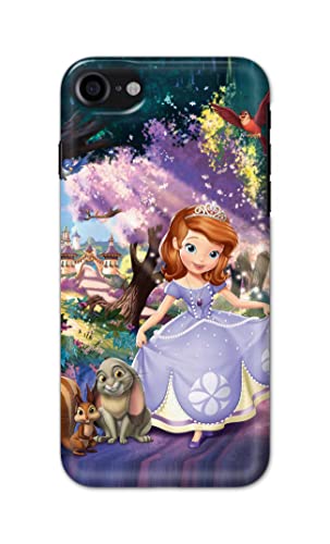 Image of PRINTFIDAA Cartoon Little Girl with Crown and Pet Animals Printed Designer Hard Case for Apple iPhone SE 2020, A1778, A1660 Back Cover -(e) RPM1008