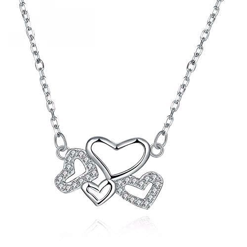 Collier à cœurs multiples pour femmes en chaîne dorée chic