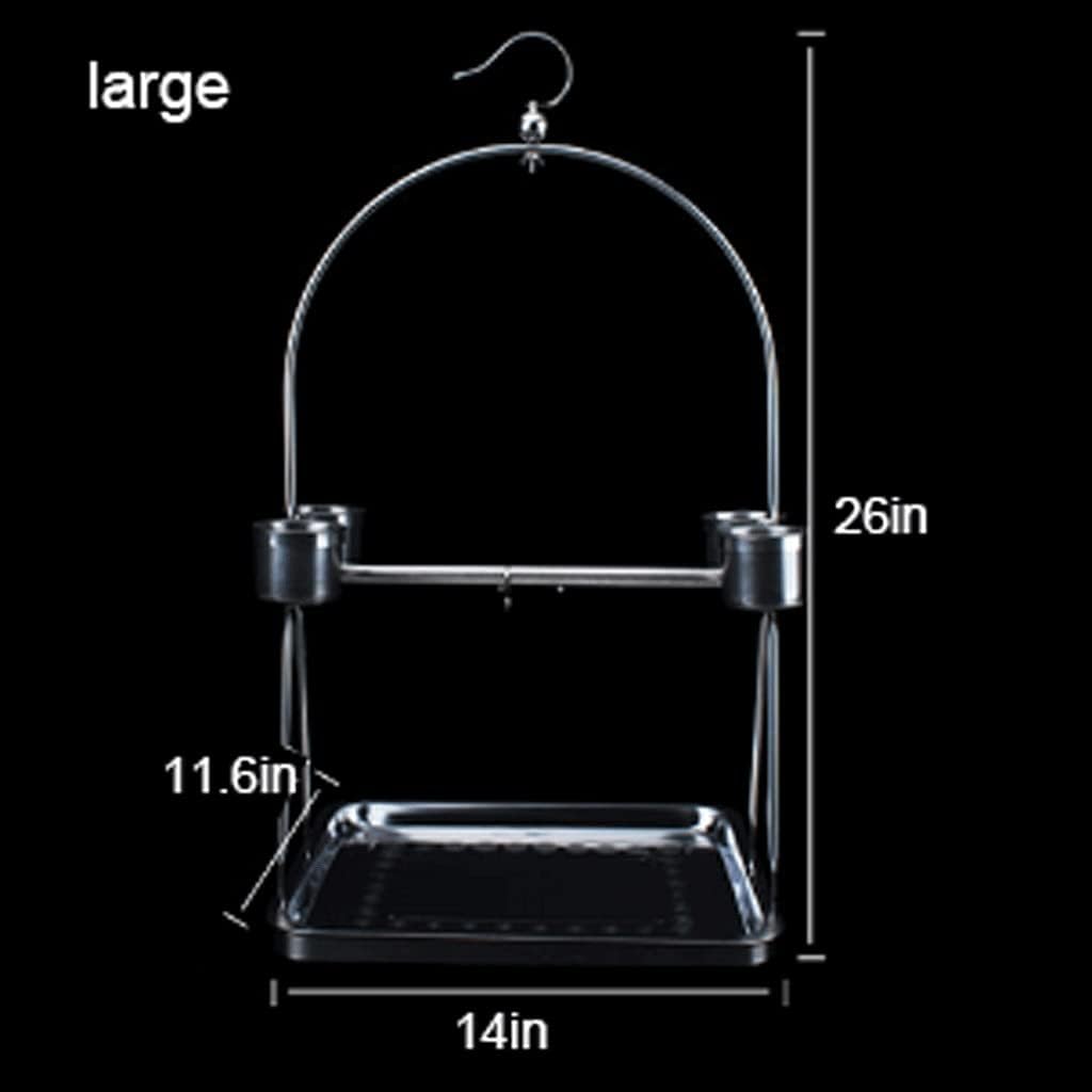 YYDS Textured Bird Perch Bird Parrot Stand Rack with Bowls Bird Playground Birdcage for Parakeet Conure Cockatiel Budgie (Size : 35.5 * 29.5 * 66cm)