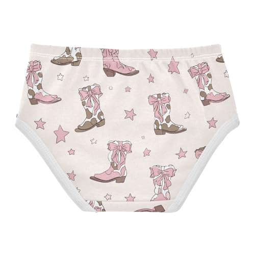 Wusikd Pink Brown Cowgirl Boots Bows Girls' Underwear Cotton Girls Briefs Soft Toddler Underwear 2T2